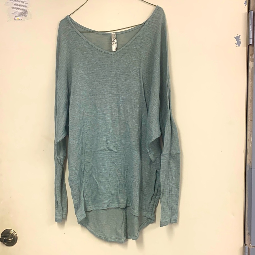 Large long sleeve. Light blue and grey stripes